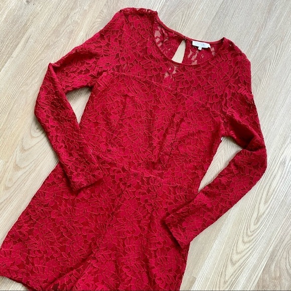1. State Red Lace Romper/ Jumpsuit Long Sleeve - Picture 2 of 7
